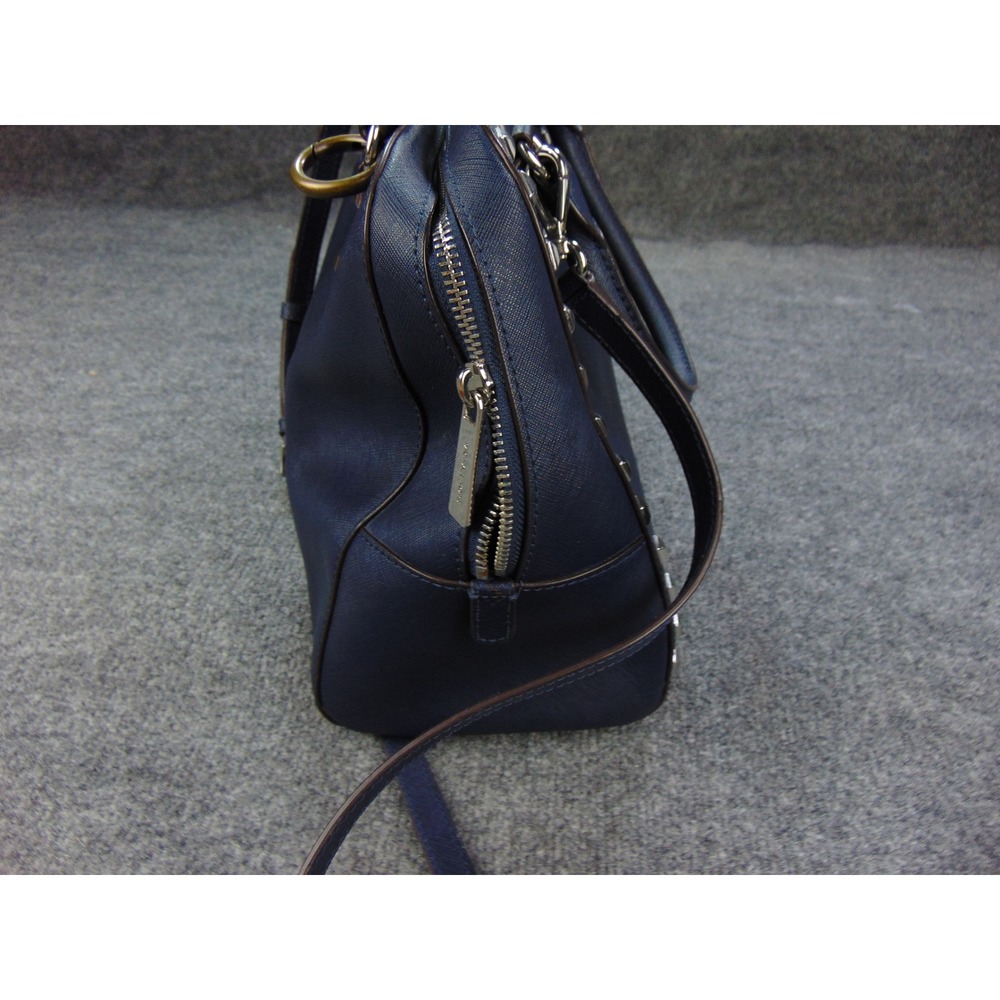 Michael Kors Sutton Satchel Navy Leather Top Zip Structured Bag Top Zip Edgy Bag - Picture 11 of 14